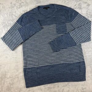 Banana Republic Crewneck Sweater | Blue Heather Striped | Medium